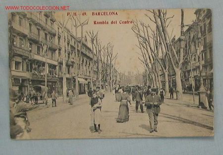 Postales: TARJETA POSTAL BARCELONA.  Rambla del Centro - Foto 1