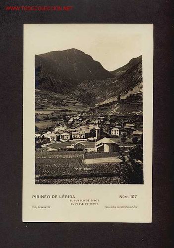 Postales: Postal d ESPOT (Lleida): El poble (Zerkowitz num.107) - Foto 1