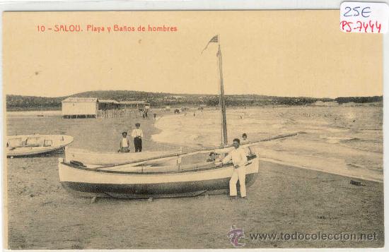 Postales: (PS-7444)POSTAL DE SALOU(TARRAGONA)-PLAYA Y BA&Ntilde;OS DE HOMBRES