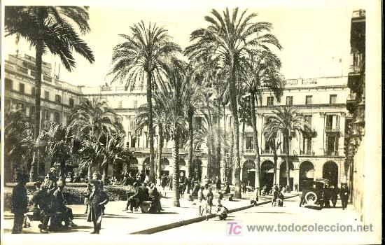 Cartoline: TARJETA POSTAL DE BARCELONA.ENTRE PALMERAS .PLAZA REAL HACIA PONIENTE
