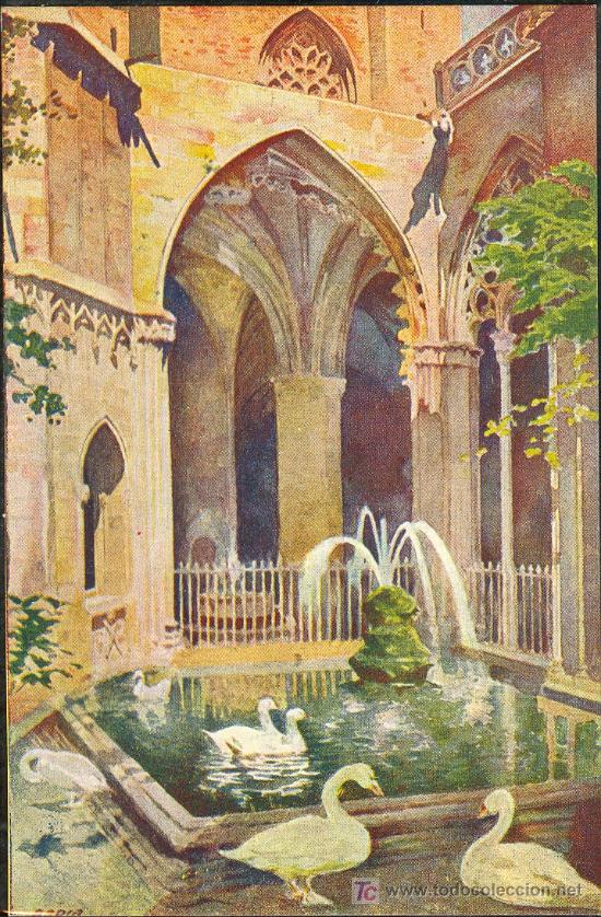 Postkarten: TARJETA POSTAL DE BARCELONA.CATEDRAL FUENTE DE LAS OCAS YGLORIETA DE S. JORGE
