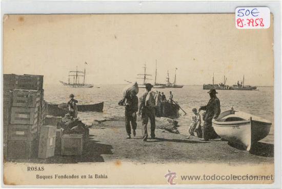 Postcards: (PS-7958)POSTAL DE ROSAS-BUQUES FONDEADOS EN LA BAHIA
