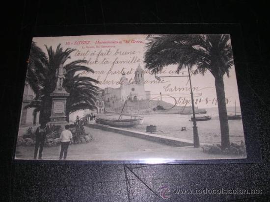 Postales: 18 SITGES - MONUMENTO A EL GRECO , L.ROISIN - Foto 1