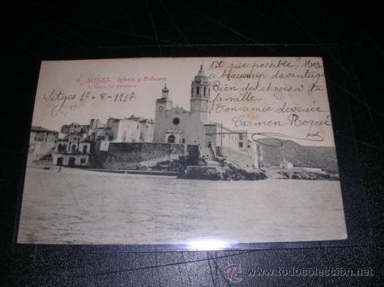 Postales: 6 SITGES - IGLESIA Y BALUARTE , L. ROISIN - Foto 1