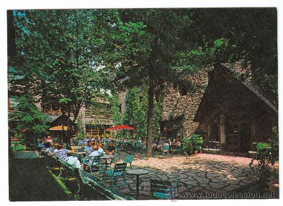 Postales: PIRINEOS CENTRALES. CALDAS DE BOHI. PATIO DEL HOTEL CALDAS