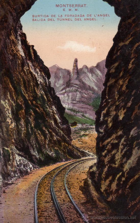 Postales: MONSERRAT,BARCELONA-SURTIDA DE LA FORADADA DE L'ANGEL