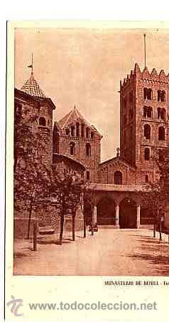 Postales: POSTAL DE RIPOLL FACHADA DEL MONASTERIO - Foto 1