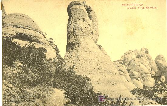 Cartoline: TARJETA POSTAL DE BARCELONA. MONTSERRAT, DETALLE DE LA MONTAÑA. L. ROCA SERIE 1 Nº5