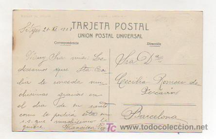 Postales: SITGES DE NOCHE. IGLESIA Y BALUARTE. (ZERKOWITZ). 1928. - Foto 2