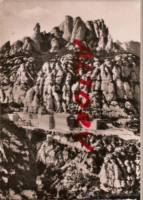 Postales: ANTIGUA POSTAL 233 MONTSERRAT EL SANTUARIO A VISTA DE PAJARO ARCHIVO DEL MONASTERIO
