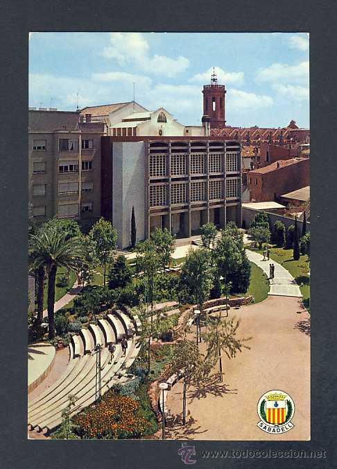 Postales: Postal de SABADELL (Barcelona): Detall del jardi de La Caixa de Sabadell (Post.Bad alona num.33)