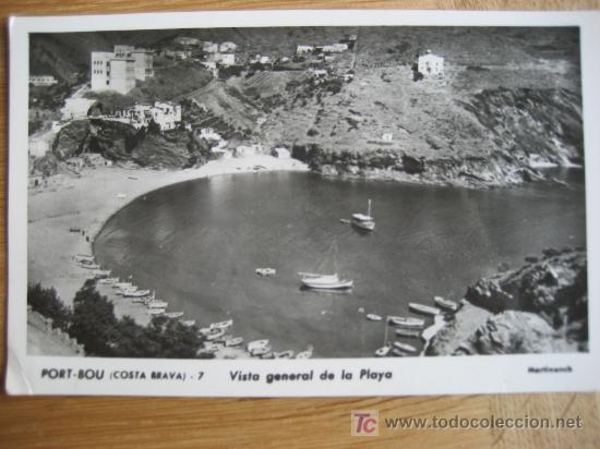 Postales: Port- Bou. Costa Brava. N&ordm; 7 Vista general de la Playa. Martinench. Circulada 1953