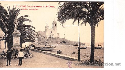 Postales: POSTAL DE SITJES  MONUMENTO AL GRECO - Foto 1