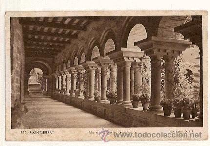 Cartoline: ANTIGUA POSTAL 365 MONTSERRAT ALA DEL CLAUSTRO ROMANO FOT RIPOL O.S.B. HUECOGRABADO MUMBRU CIRC 1947