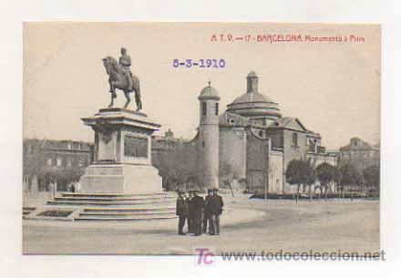 Postales: ATV - 17. BARCELONA. MONUMENTO A PRIM. - Foto 1