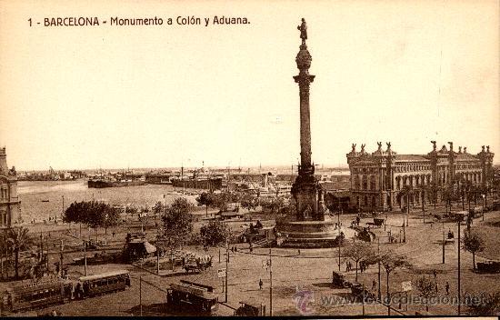 Postales: BARCELONA : Monumento a Colon y Aduana - Foto 1