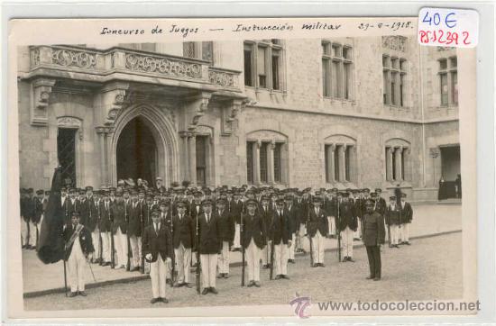 Postkarten: (PS-12392)POSTAL FOTOGRAFICA DE BARCELONA-LA SALLE.INSTRUCCION MILITAR A&Ntilde;O 1918