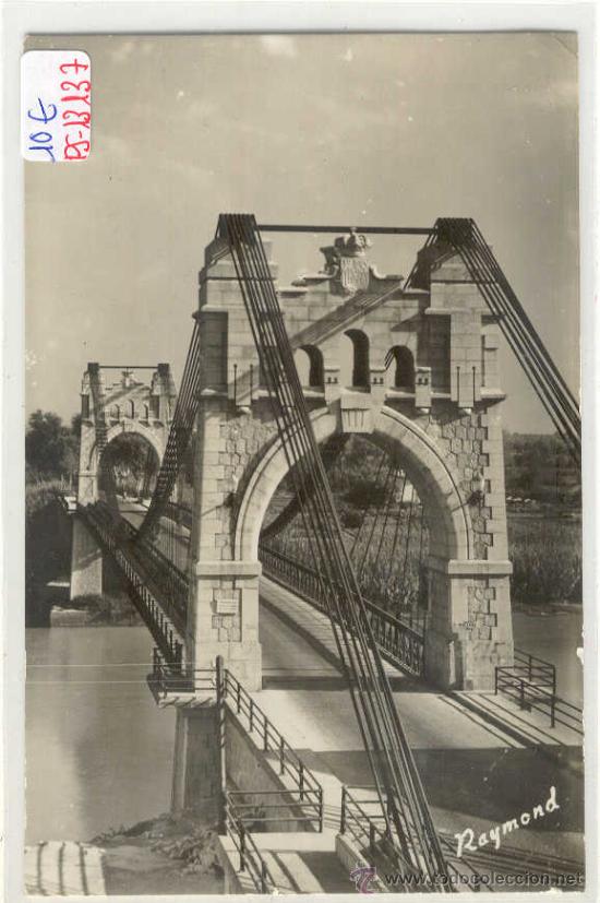 Postales: (PS-13137)POSTAL DE AMPOSTA(TARRAGONA)-PUENTE COLGANTE SOBRE EL EBRO