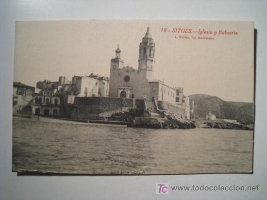 Postales: SITGES: IGLESIA Y BALUARTE (ROISIN 18) - Foto 1