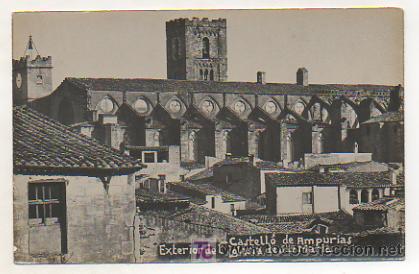 Postcards: CASTELLO DE AMPURIAS. EXTERIOR DE LA IGLESIA DE SANTA MARIA. (FARGNOLI). POSTAL FOTOGR&Aacute;FICA.