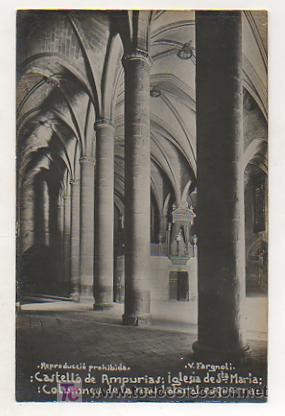 Postcards: CASTELLO DE AMPURIAS. IGLESIA DE SANTA MARIA. COLUMNES DE LA NAU LATERAL ESQUERRA. (FARGNOLI).