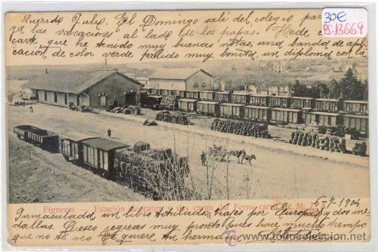 Postkarten: (PS-13669)POSTAL DE FIGUERAS-ESTACION DE CARGA Y DESCARGA DEL FERROCARRIL M.Z.A.