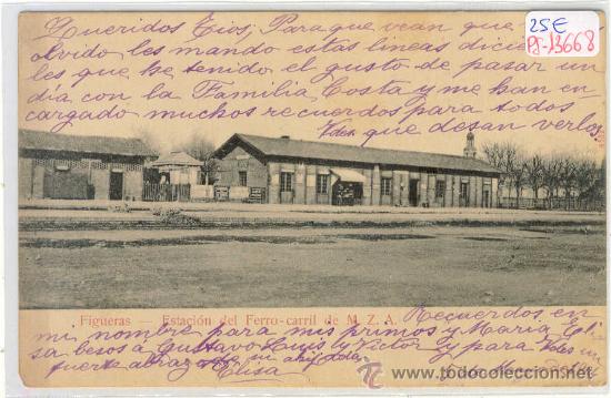 Postkarten: (PS-13668)POSTAL DE FIGUERAS-ESTACION DEL FERROCARRIL DE M.Z.A.
