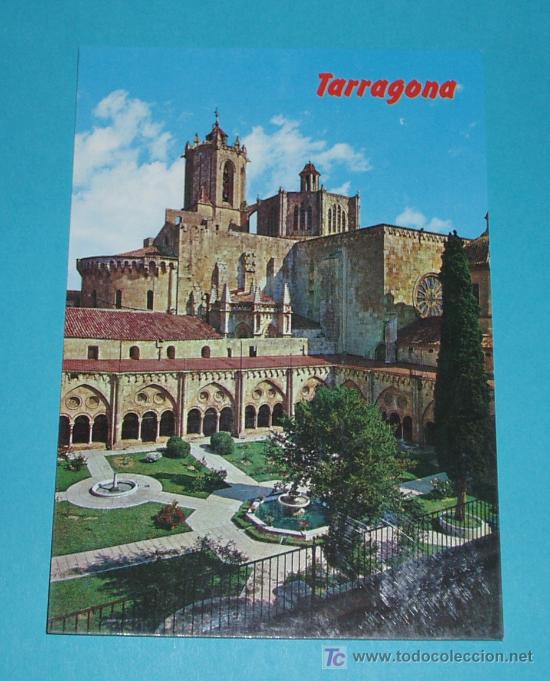 Postales: POSTAL JARDIN DEL CLAUSTRO Y CAMPANARIO. CATEDRAL DE TARRAGONA