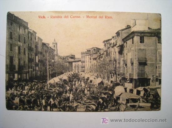 Postales: VICH: RAMBLA DEL CARME - MERCAT DEL RAM - POSTAL - Foto 1