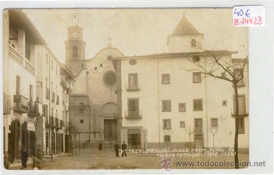 Postcards: (PS-14428)POSTAL FOTOGRAFICA DE MANLLEU-PLAZA MAYOR,IGLESIA Y CASA VILARO
