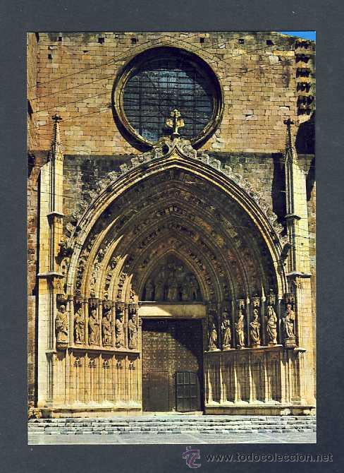 Postales: Postal de CASTELLO D' EMPURIES: Porta principal de l' Esgl&eacute;sia (Ed.Meli Color num.1269)