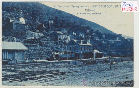 Postkarten: (PS-15143)POSTAL DE SAN CRISTOBAL DE TOSAS-FERROCARRIL TRANSPIRENAICO.ESTACION