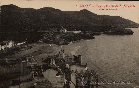 Postales: Sitges : Playa y Ermita de S.Sabasti&aacute;n - Foto 1