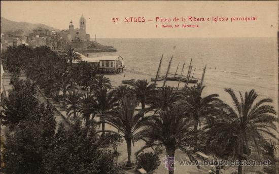 Postales: Sitges : Paseo de la Ribera e Iglesia parroquial - Foto 1