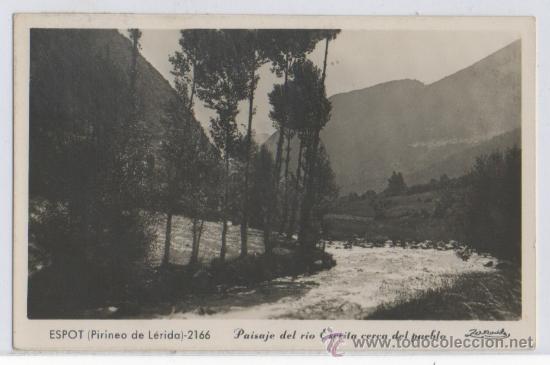 Postales: TARJETA POSTAL DE ESPOT PAISAJE DEL RIO ESCRITA CERCA DEL PUEBLO PIRINEO DE LERIDA