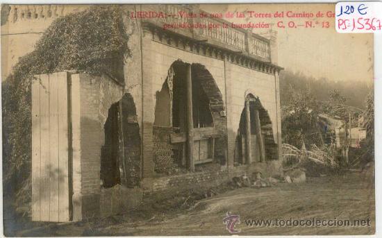 Postkarten: (PS-15367)POSTAL FOTOGRAFICA DE LERIDA-VISTA DE UNA DE LAS TORRES DEL CAMINODE GRENYANA INUNDACION