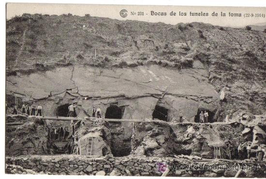 Postales: CATALANA DE GAS Y ELECTRICIDAD, N&ordm; 231, BOCAS DE LOS TUNELES DE LA TOMA, 22-09-1914