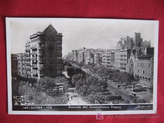 Postales: BARCELONA - AVENIDA DEL GENERALISIMO FRANCO - Foto 1