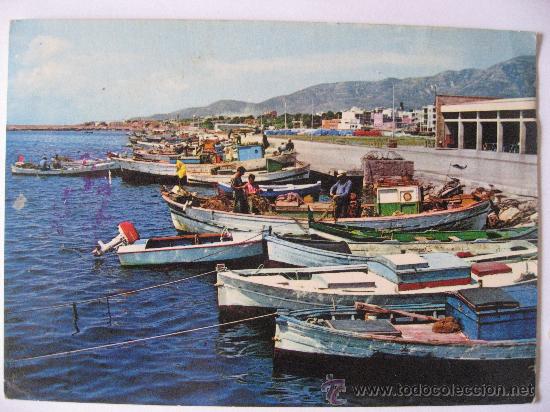 Postales: POSTAL CIRCULADA SIN SELLO SAN CARLOS DE LA RAPITA,TARRAGONA.VISTA PARCIAL DEL PUERTO.