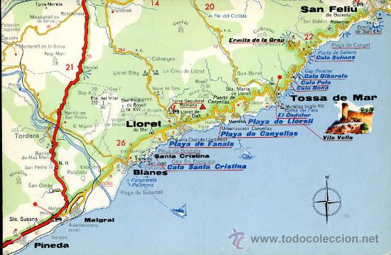 Postales: POME5 17032 Gerona MAPA TURISTICO - Foto 1
