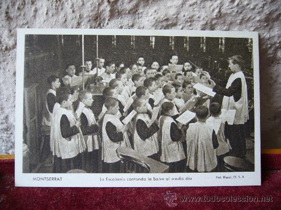 Cartoline: Montserrat - La escolania - Huecograbado Rieusset - circulada