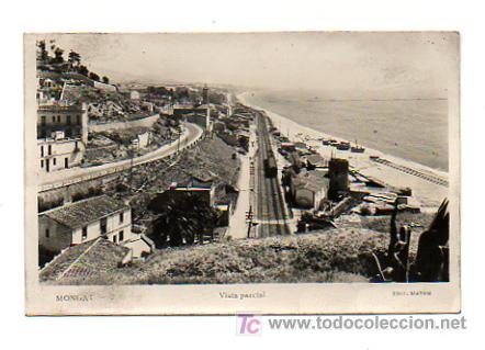 Postcards: MONGAT. VISTA PARCIAL. (EDIT. MATEU). VISTA DEL FERROCARRIL.