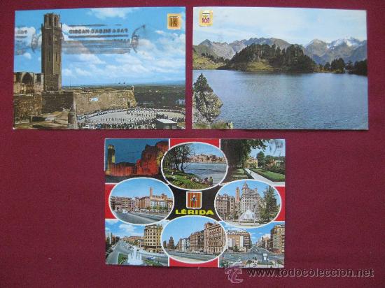 Postales: LERIDA Y PROVINCIA - 3 POSTALES A&Ntilde;OS 70.