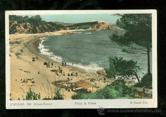 Cartoline: TARJETA POSTAL DE S&acute;AGARO. PLAYA LA CONCA. N&ordm; 108. R. GASSO.
