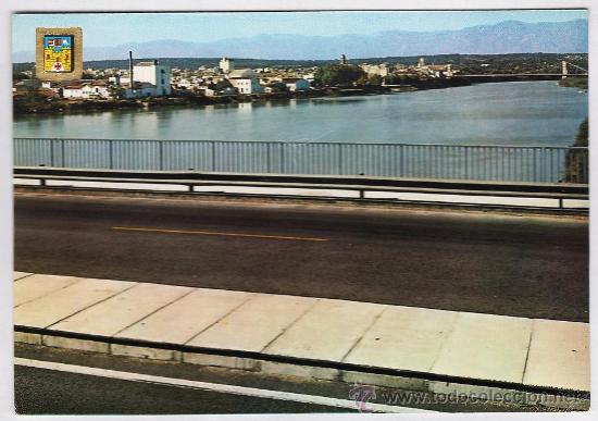 Postales: amposta.- tarragona.- rio ebro y ciudad desde la carretera.- n&ordm; 5502.- ed esc. oro.- a&ntilde;o 1970