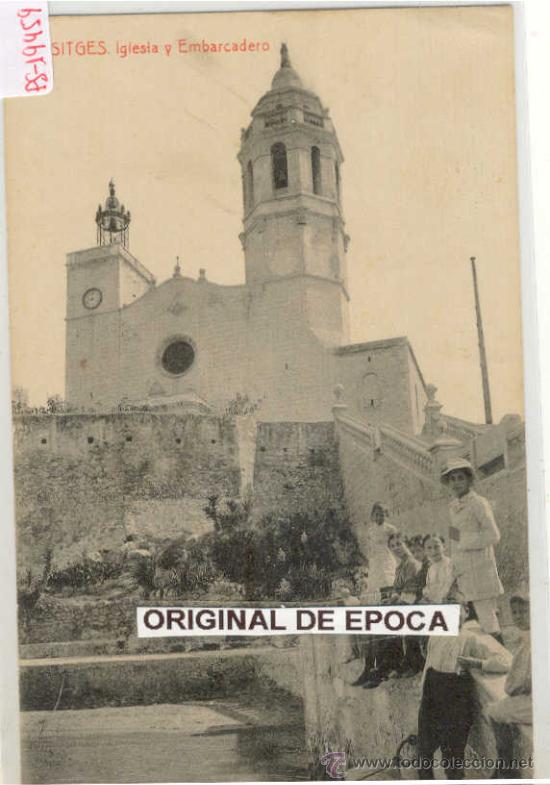 Postcards: (PS-19459)POSTAL DE SITGES-IGLESIA Y EMBARCADERO