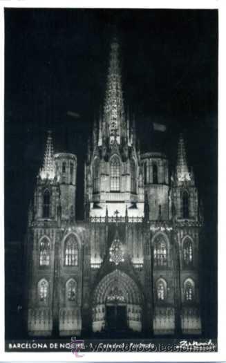 Postales: Barcelona de noche - Catedral - Foto 1