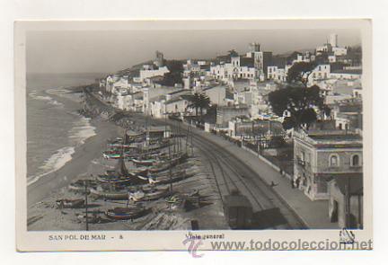 Postcards: SAN POL DE MAR. VISTA GENERAL. VISTA DE LA PLAYA Y DE LA ESTACI&Oacute;N. (ED. OBIOLS)