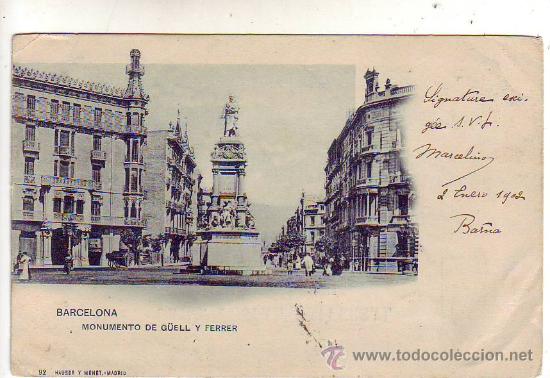 Postales: barcelona - monumento de guell y ferrer. - Foto 1