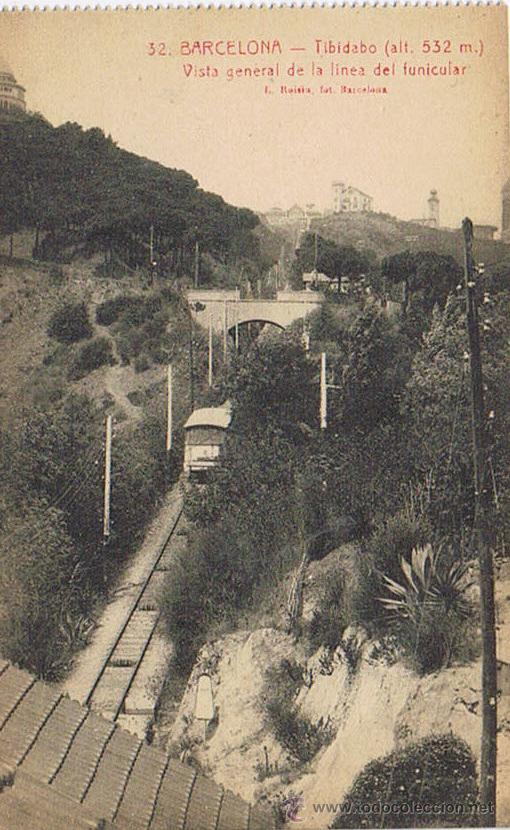 Postais: TARJETA POSTAL ESPA&Ntilde;A ANTIGUA 1.939, N&ordm;32,BARCELONA,TIBIDABO,VISTA GENERAL DE LA L&Iacute;NEA DEL FUNICULAR